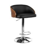 Stokey Curved Walnut Bar Stool - Black